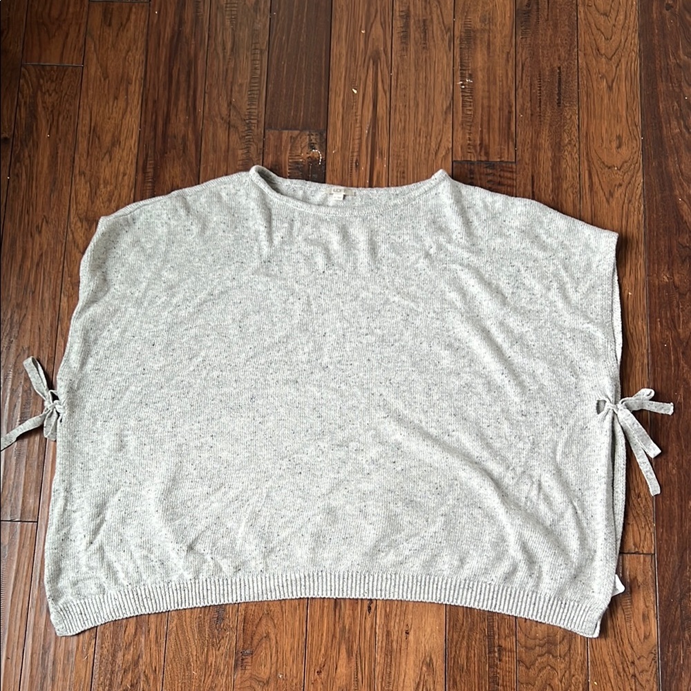 LOFT Light Gray Knit Poncho with Side Ties